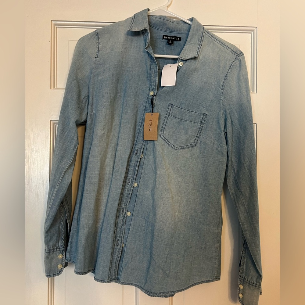 J. Crew Light Blue Denim Button-Down Shirt